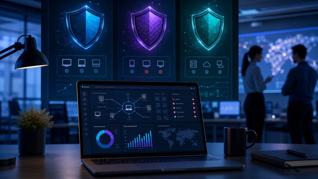 Endpoint protection comparison dashboard for small business cybersecurity