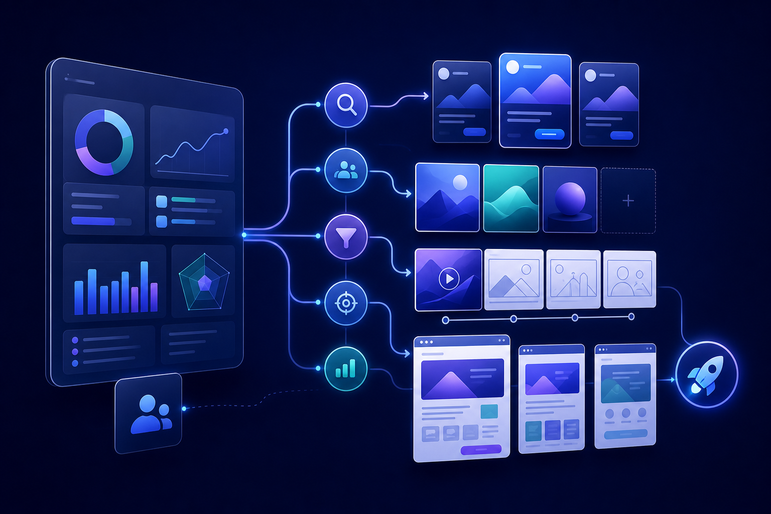 Full funnel campaign workflow from offer analysis to ad creatives and landing pages