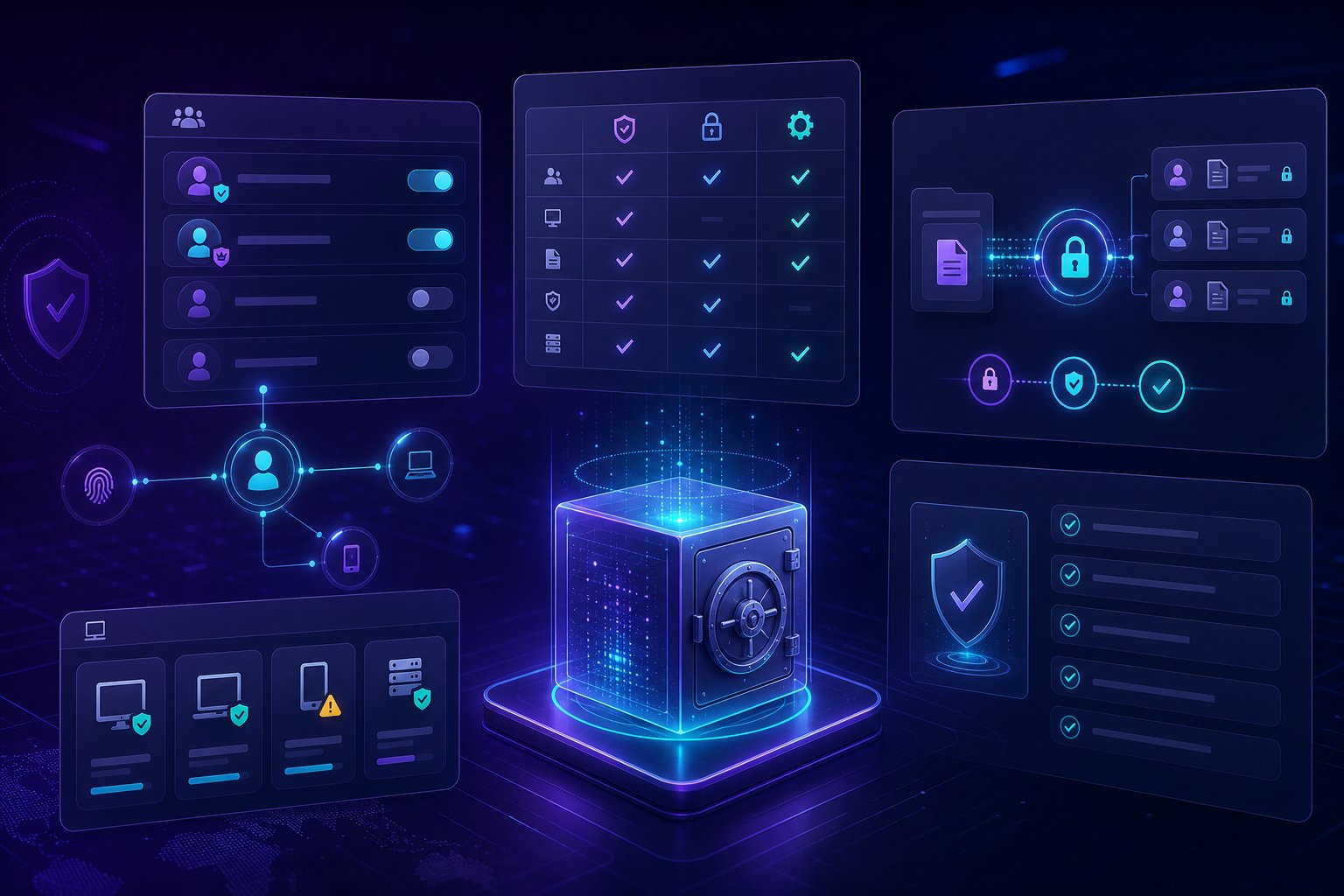 Privacy compliance access controls and encrypted business data dashboard