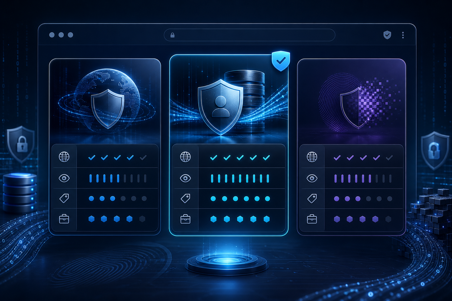 Conceptual comparison of privacy software options for data removal coverage and transparency