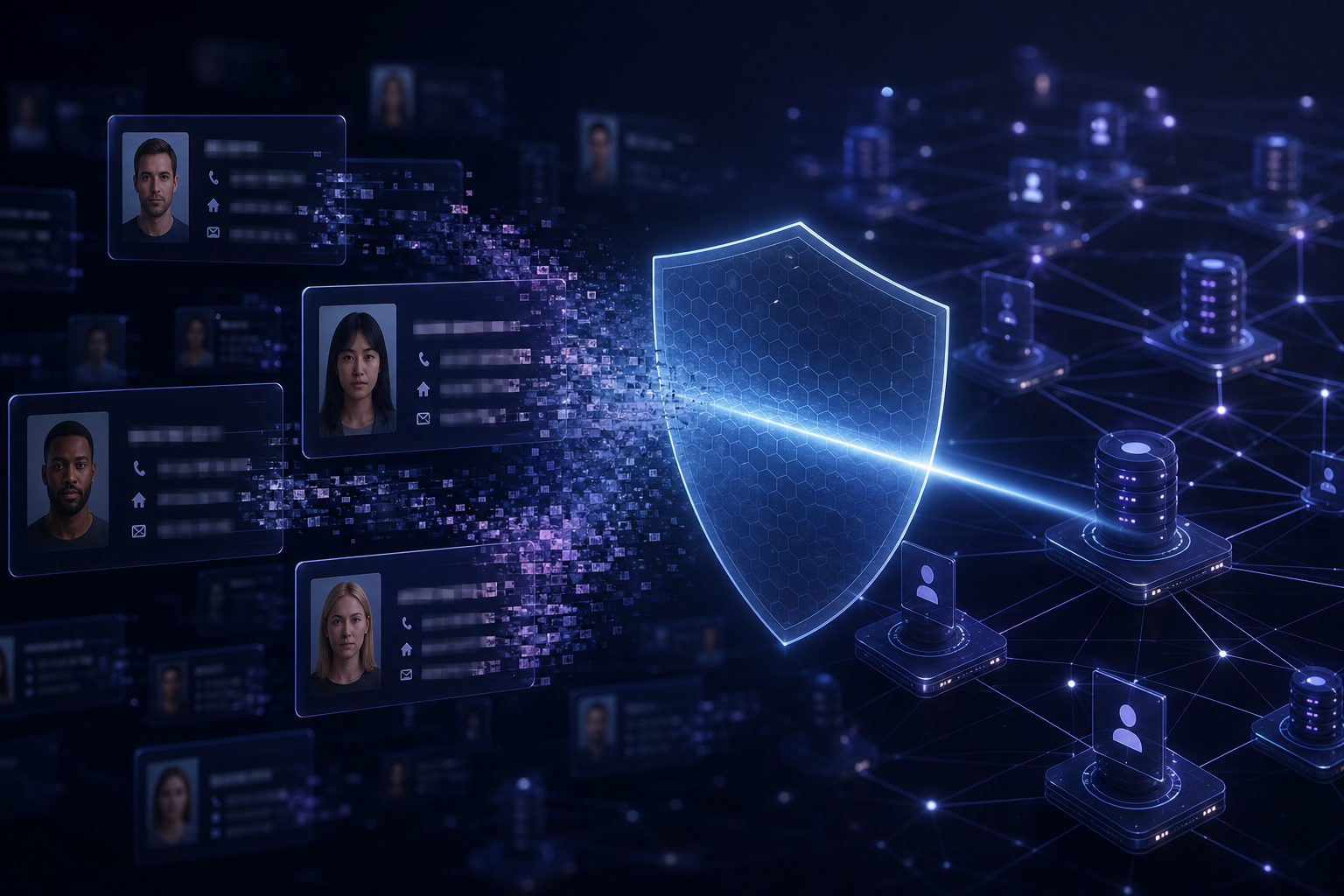 Abstract privacy shield removing exposed personal data from data broker profiles
