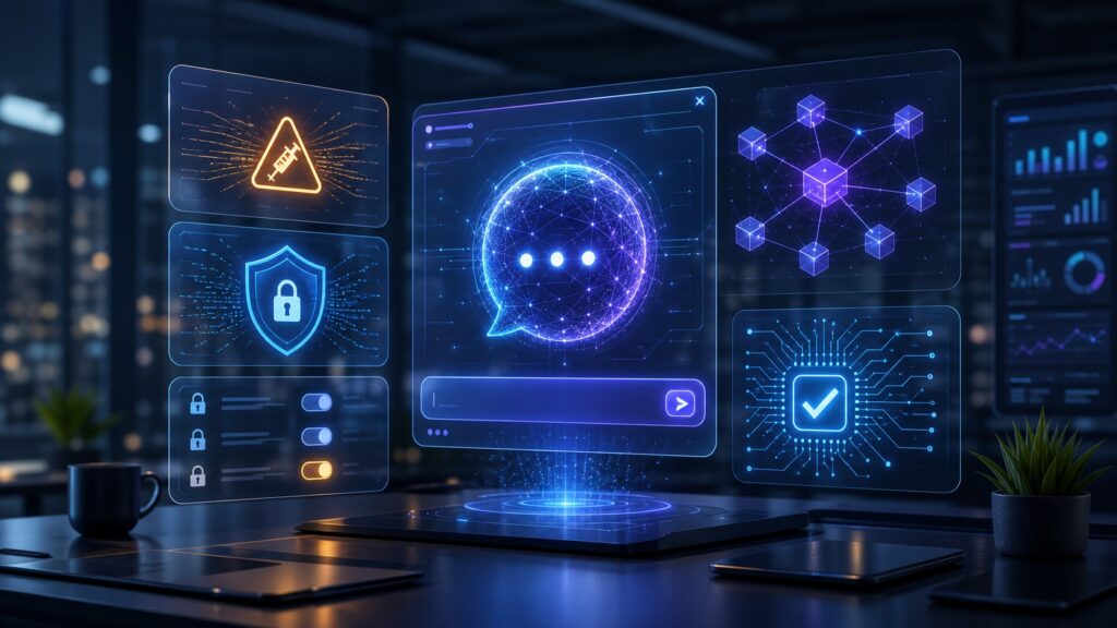 AI security dashboard showing LLM risks, access controls, and small business safeguards