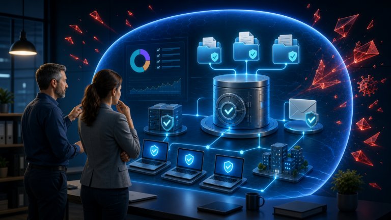Small business ransomware prevention checklist with secure backups, endpoints, email protection, and network defenses