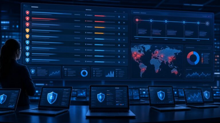 Cybersecurity dashboard showing CISA KEV patch prioritization and vulnerability risk alerts