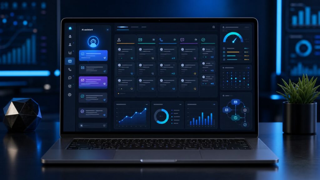 AI sales automation dashboard for CRM, email, calling and lead scoring