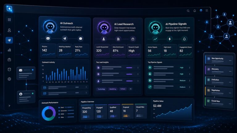 AI SDR tools comparison dashboard for sales prospecting software