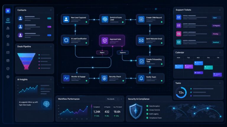 AI workflow automation tools dashboard for small business operations
