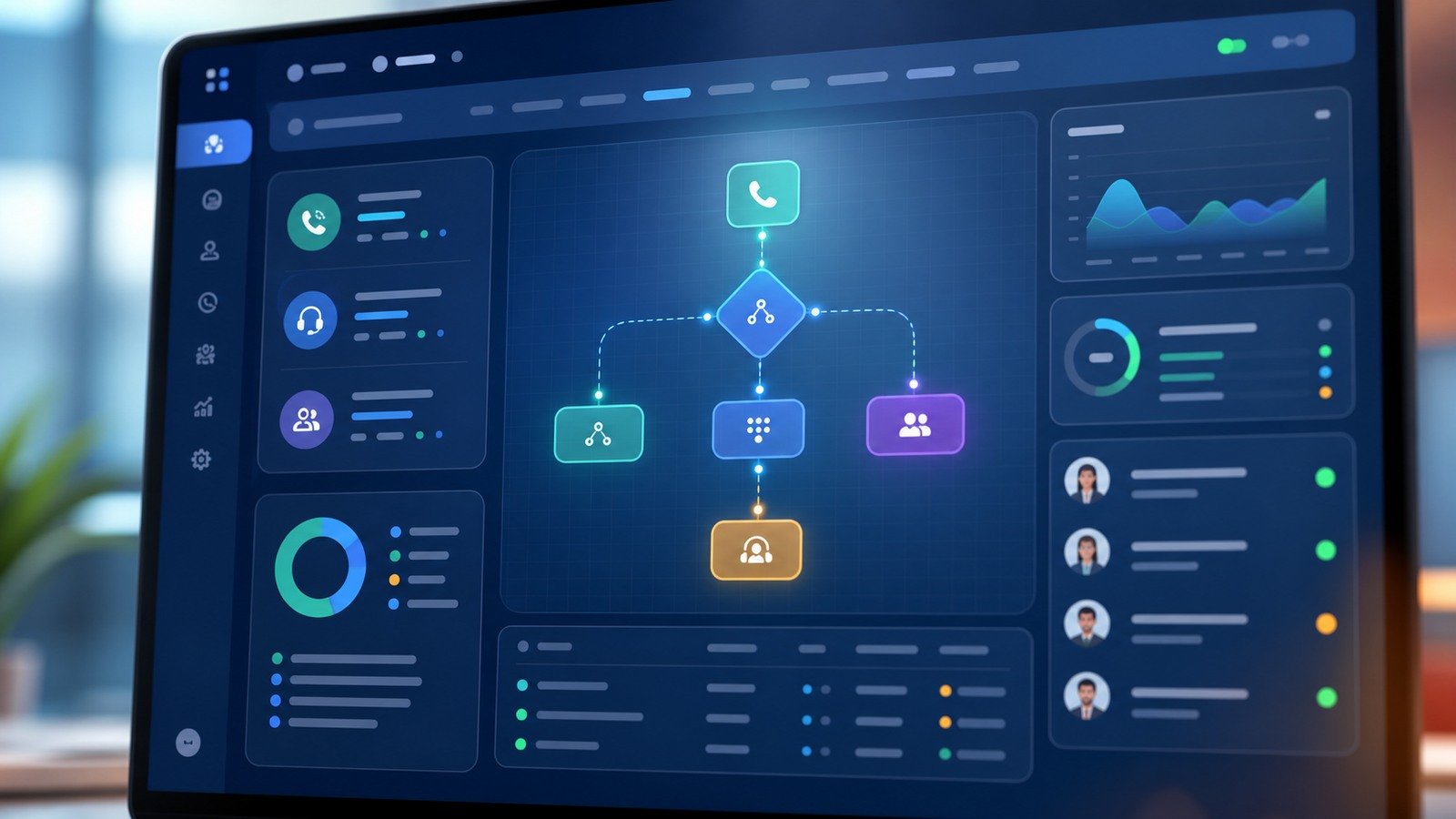 Cloud phone routing and IVR workflow dashboard