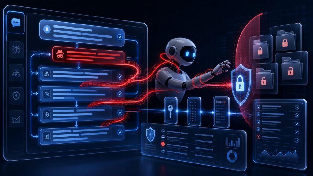 Prompt injection attack against AI agent workflow with security controls