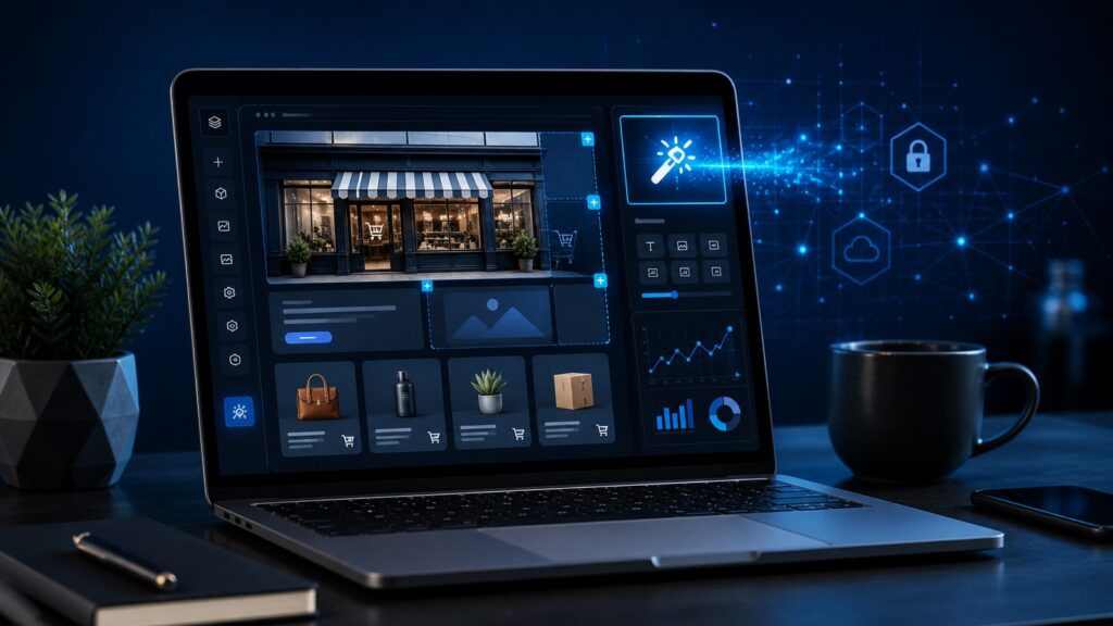 AI website builder interface for small business website creation