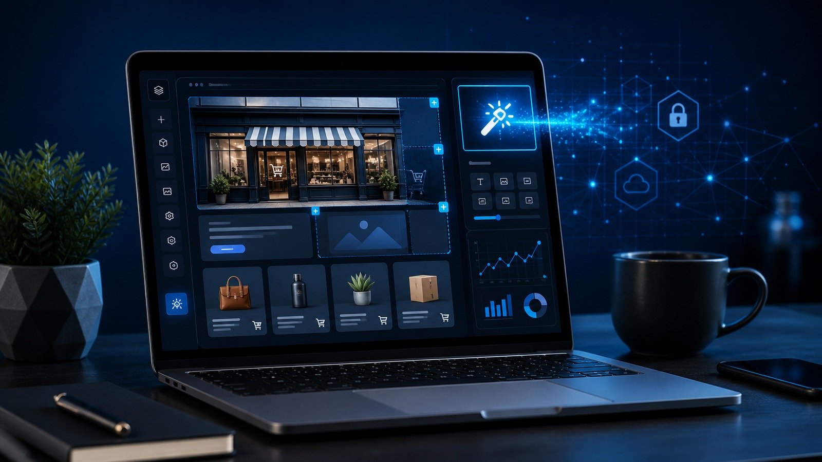 AI website builder interface for small business website creation