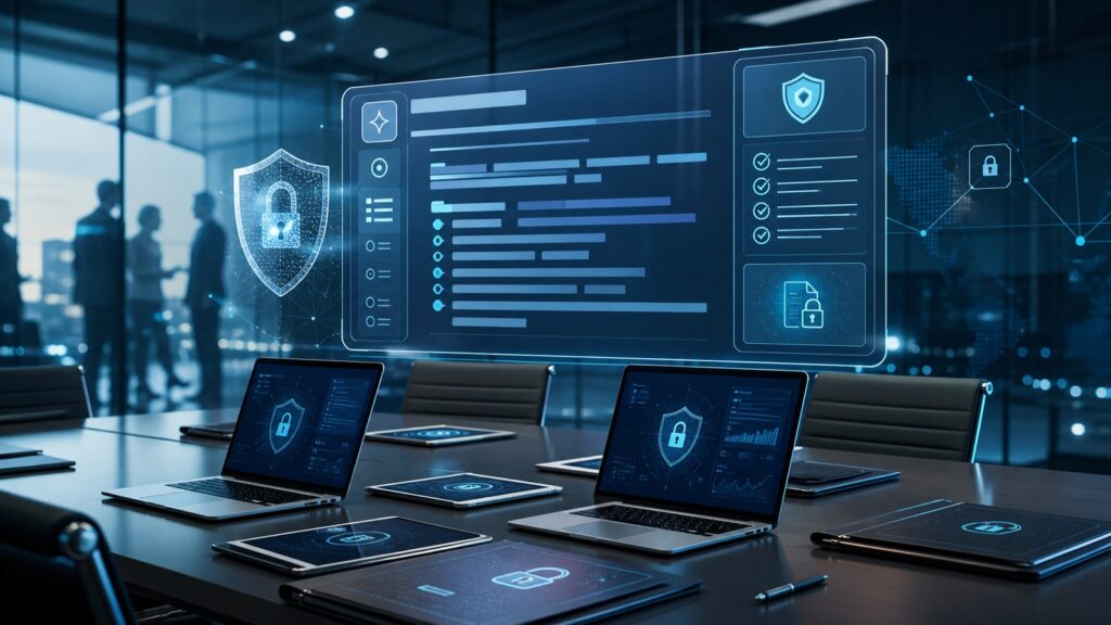 AI meeting notes security dashboard with encrypted transcript controls