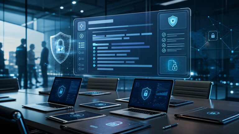 AI meeting notes security dashboard with encrypted transcript controls