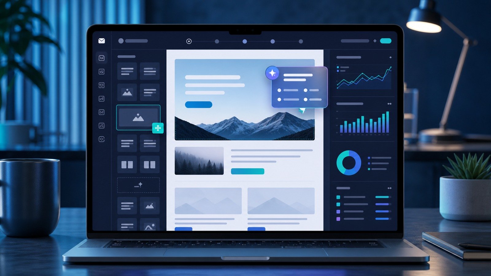 Newsletter creation workflow dashboard for an AWeber-style email marketing review