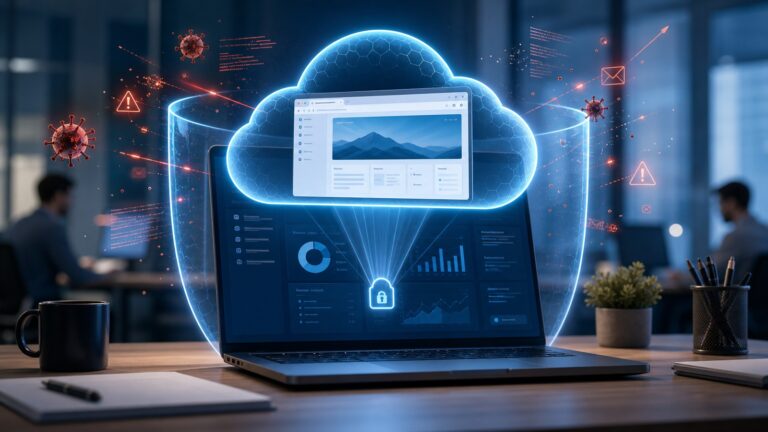 Remote browser isolation cloud sandbox protecting a small business browser session