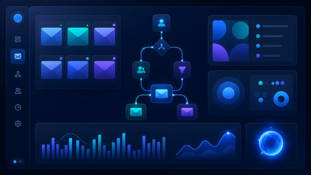 Email marketing automation dashboard with campaign workflows and analytics