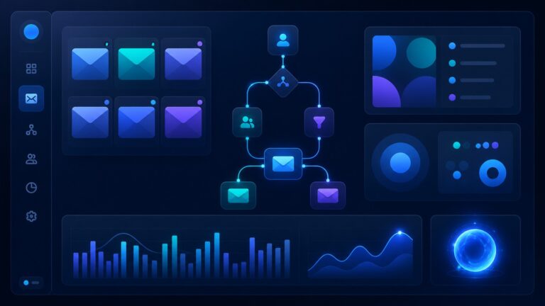 Email marketing automation dashboard with campaign workflows and analytics