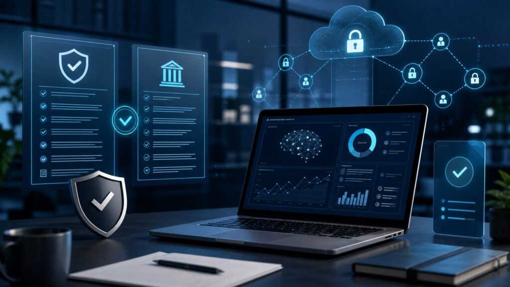 SOC 2 versus ISO 27001 evaluation dashboard for AI tool security