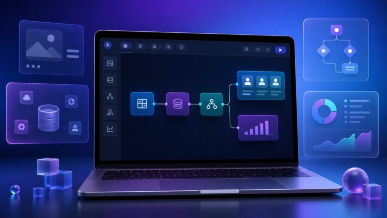 Softr no-code business app builder dashboard concept