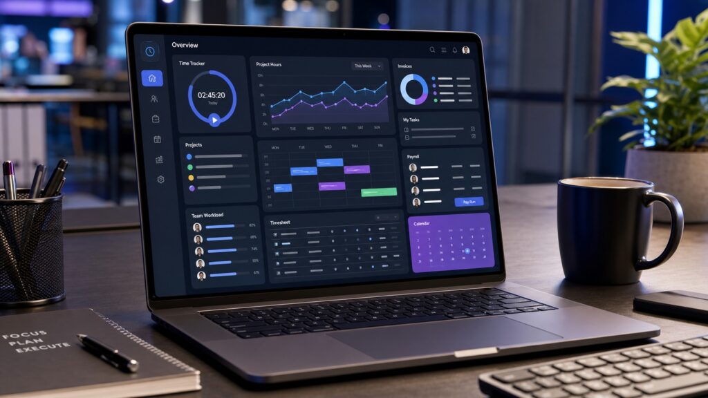 Modern time tracking software dashboard for small business teams